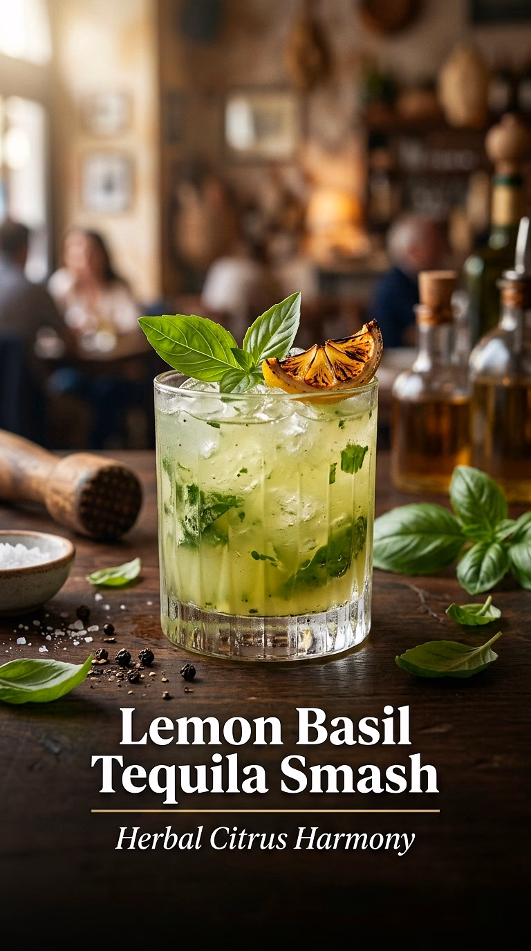 Lemon Basil Tequila Smash