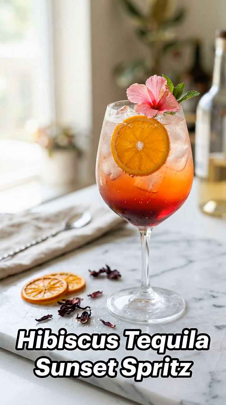 Hibiscus Tequila Sunset Spritz
