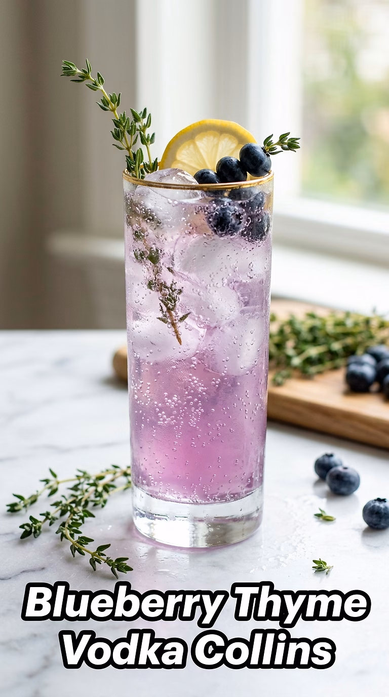 Blueberry Thyme Vodka Collins