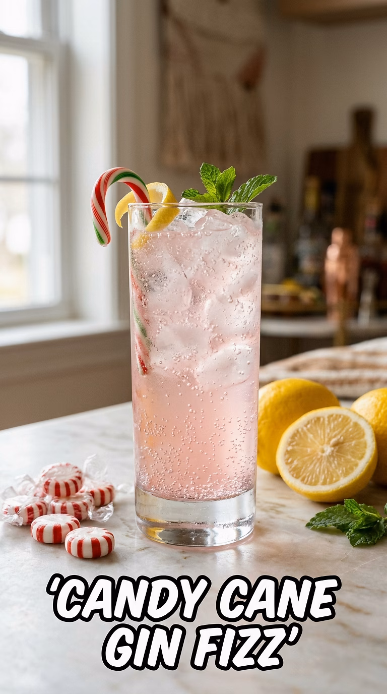 Candy Cane Gin Fizz