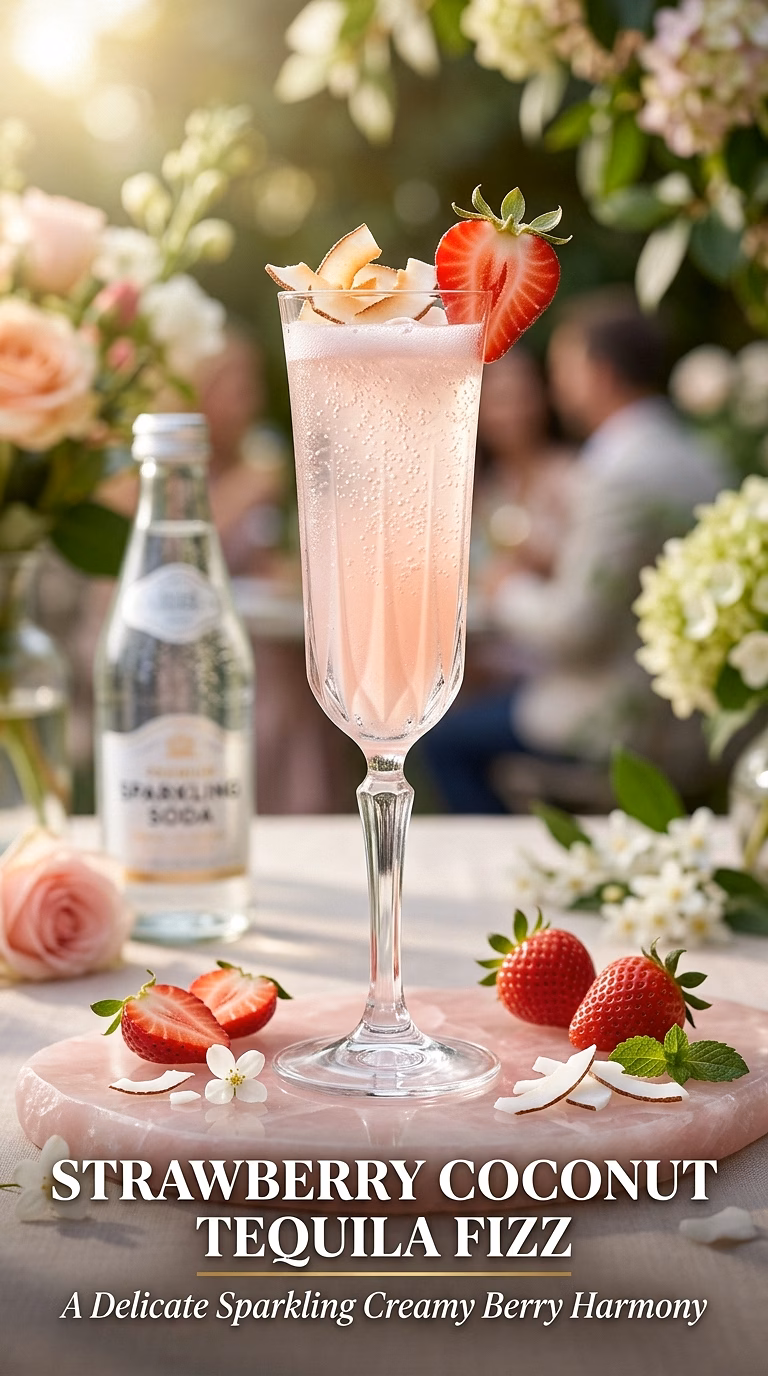 Strawberry Coconut Tequila Fizz