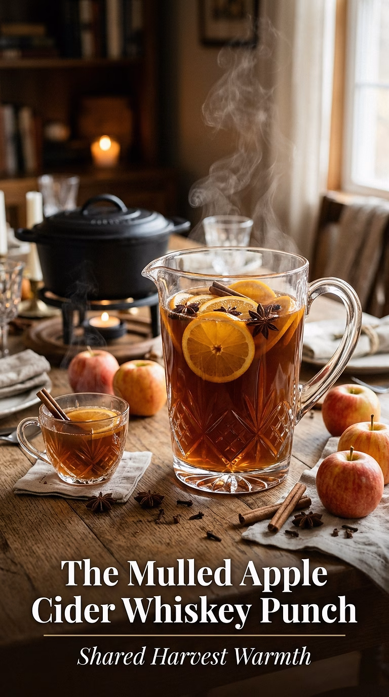 The Mulled Apple Cider Whiskey Punch (Pitcher Cocktail)