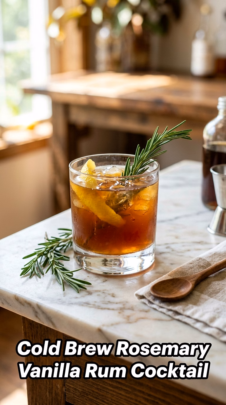 Cold Brew Rosemary Vanilla Rum Cocktail