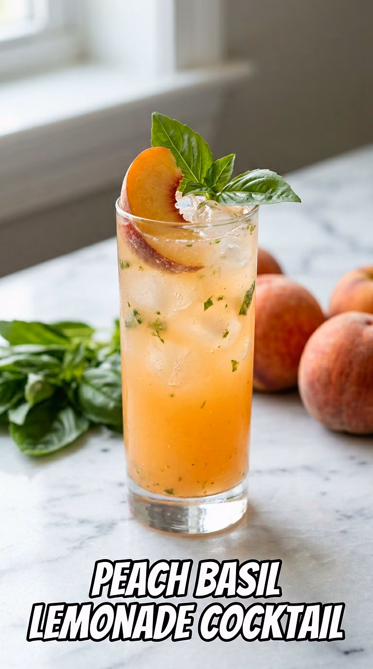 Peach Basil Lemonade Cocktail