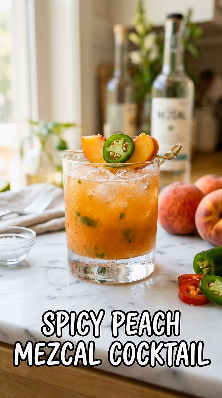 Spicy Peach Mezcal Cocktail