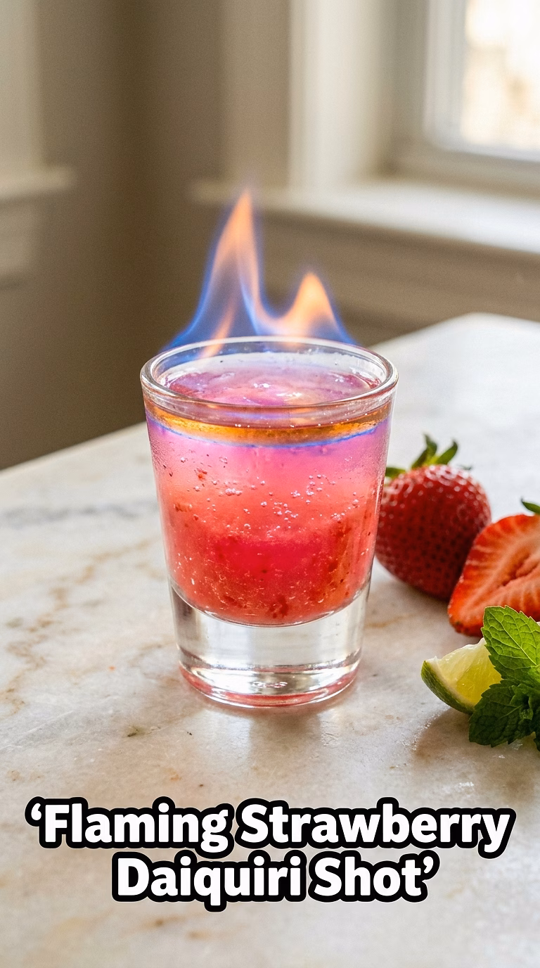 Flaming Strawberry Daiquiri Shot