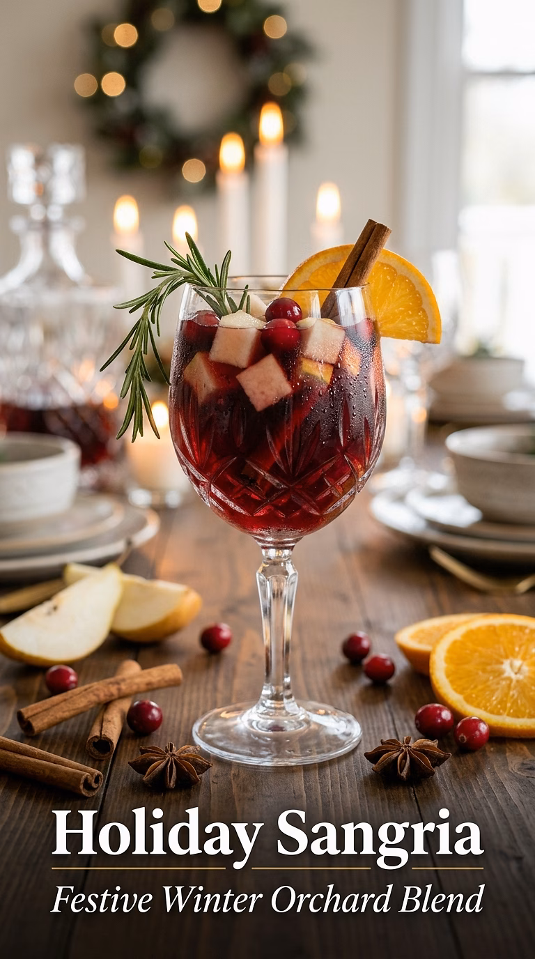Holiday Sangria with Pears and Cranberries