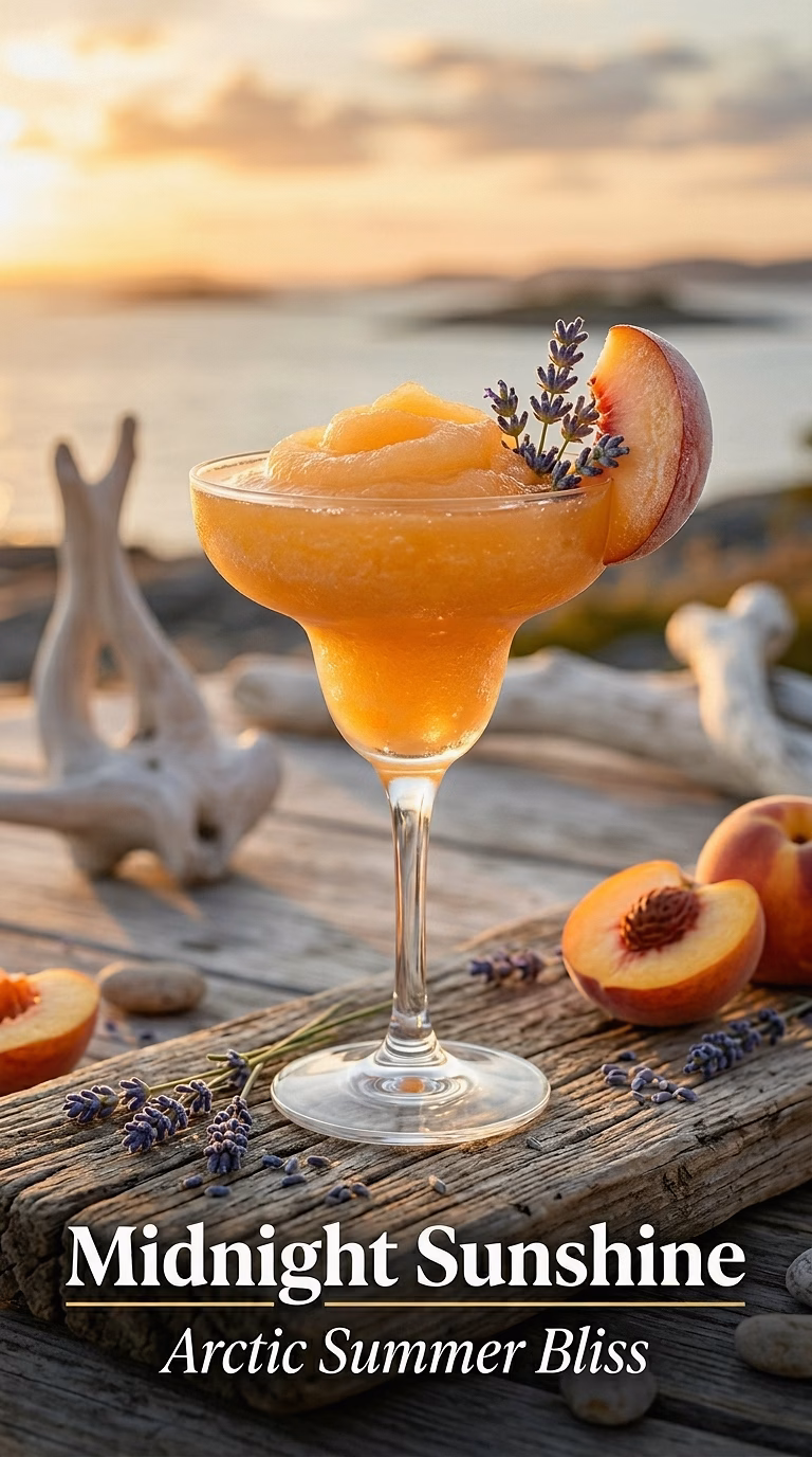 Midnight Sunshine (Frozen Aquavit Peach Cocktail)