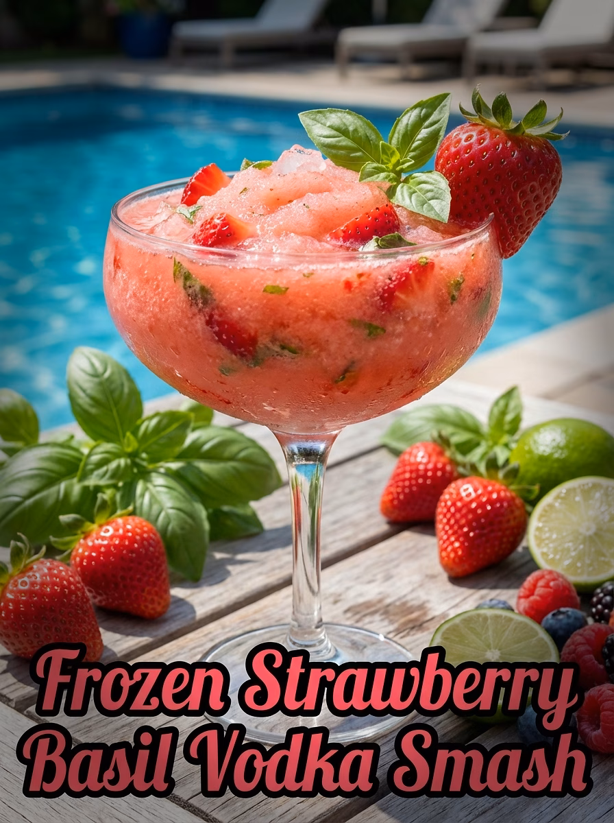 Frozen Strawberry Basil Vodka Smash