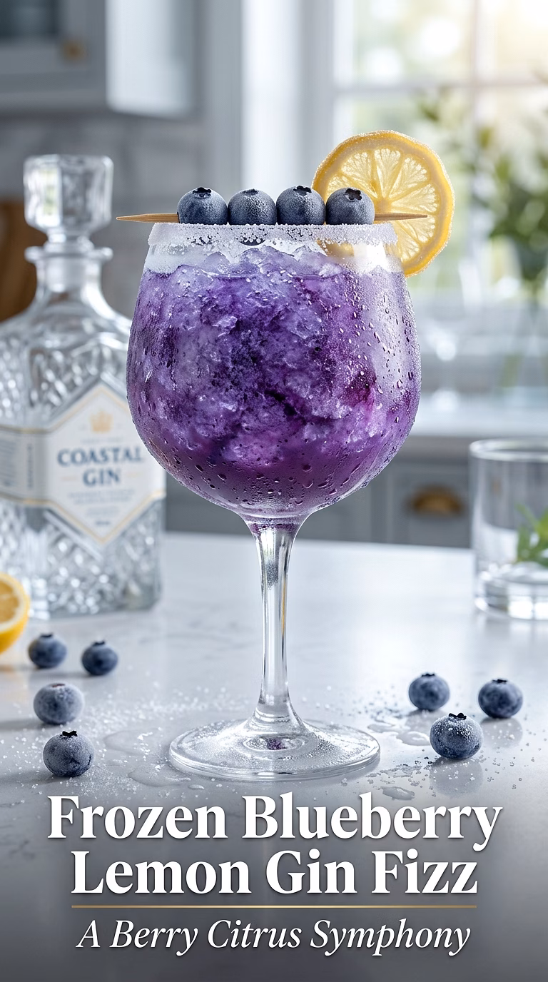 Frozen Blueberry Lemon Gin Fizz