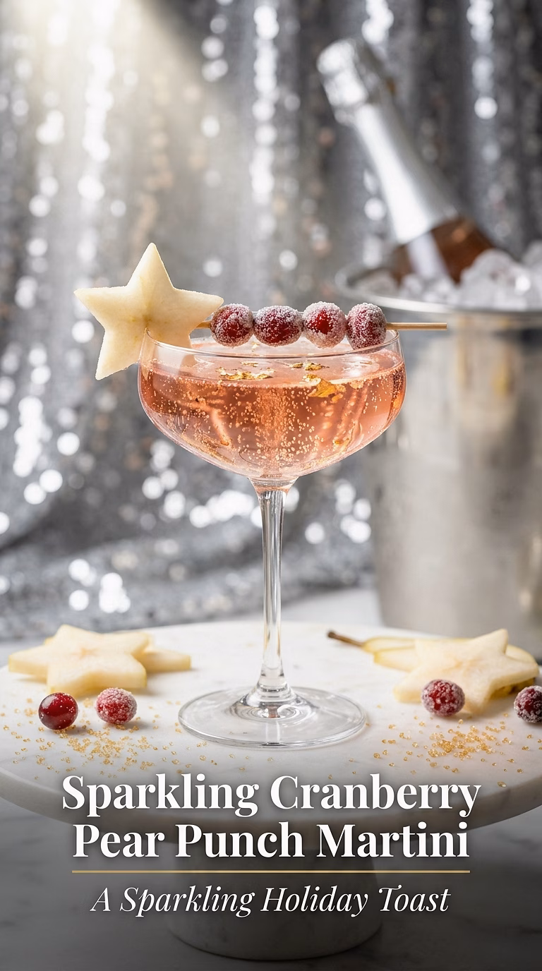 Sparkling Cranberry Pear Punch Martini