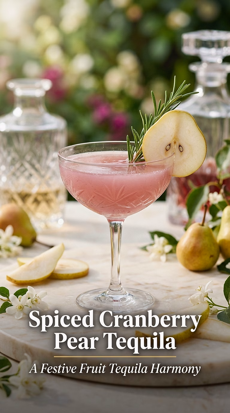 Spiced Cranberry and Pear Tequila Cocktail
