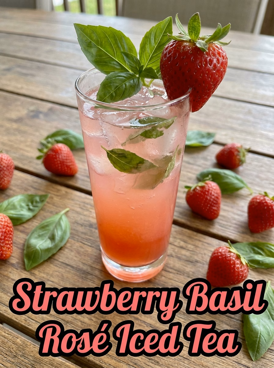 Strawberry Basil Rosé Iced Tea