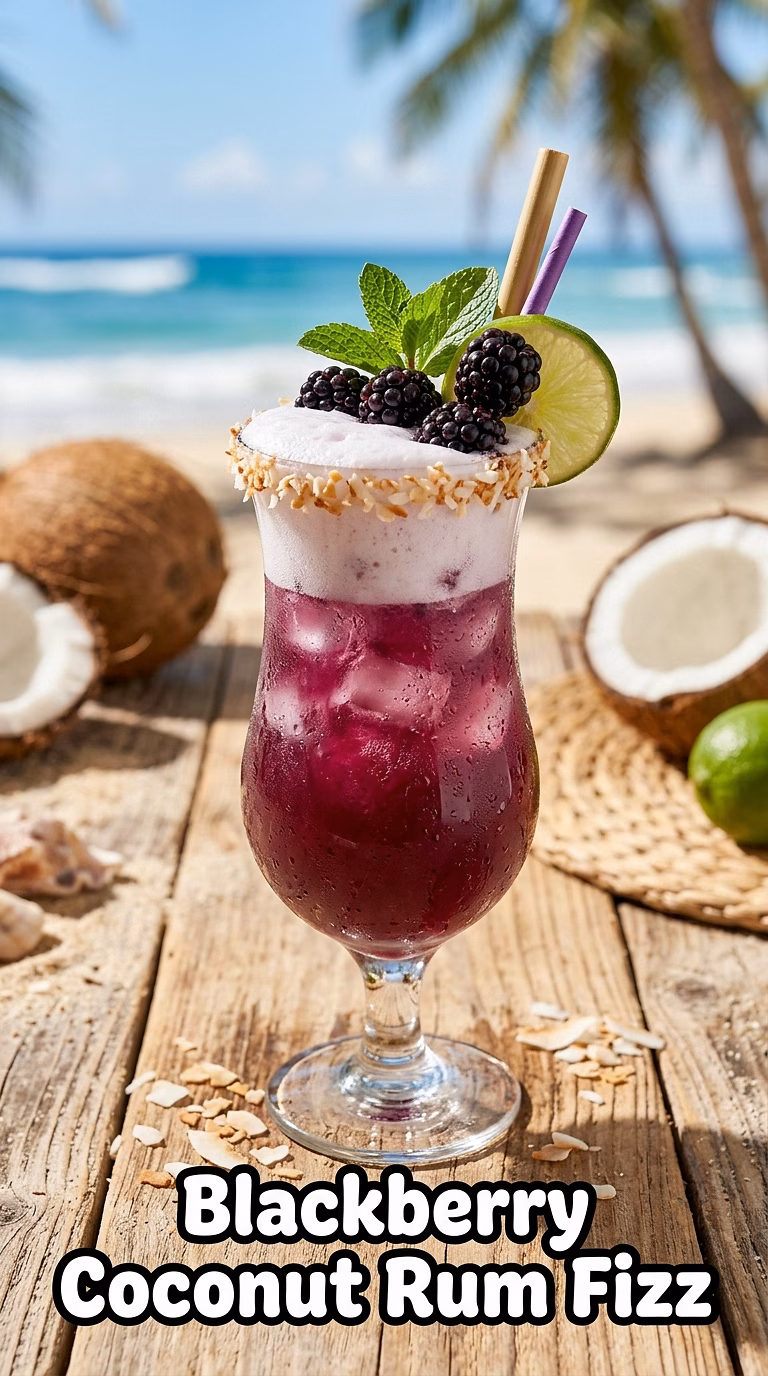 Blackberry Coconut Rum Fizz