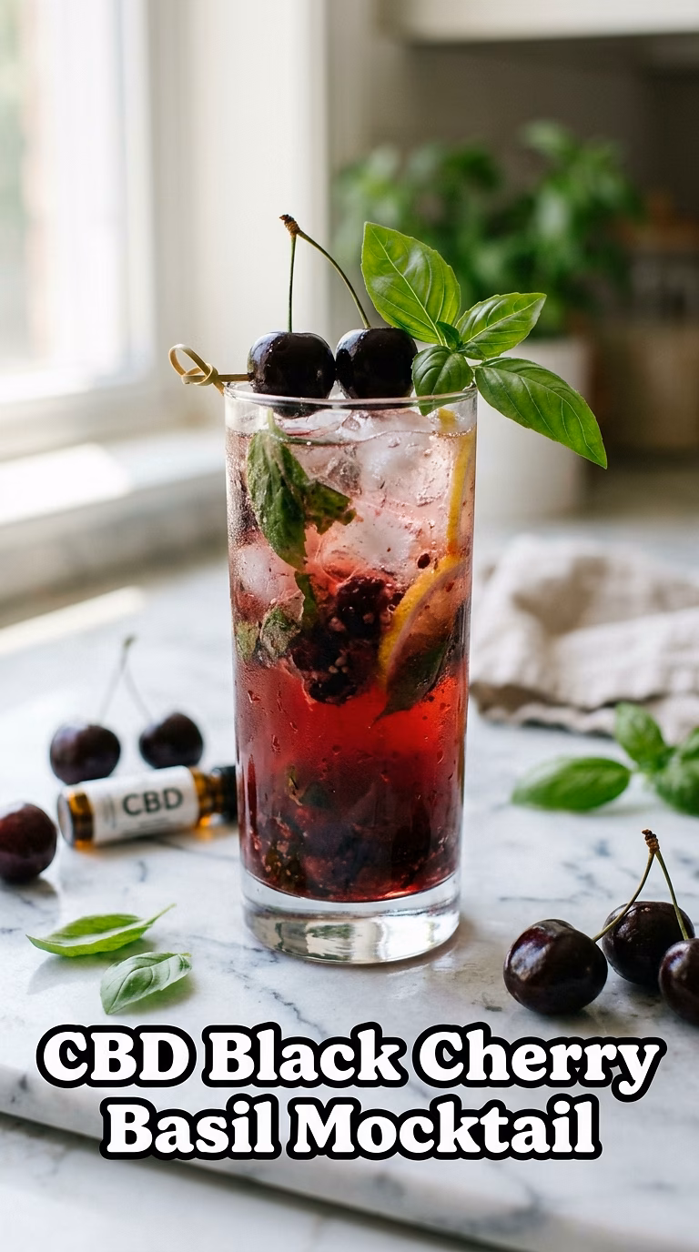 CBD Black Cherry Basil Mocktail