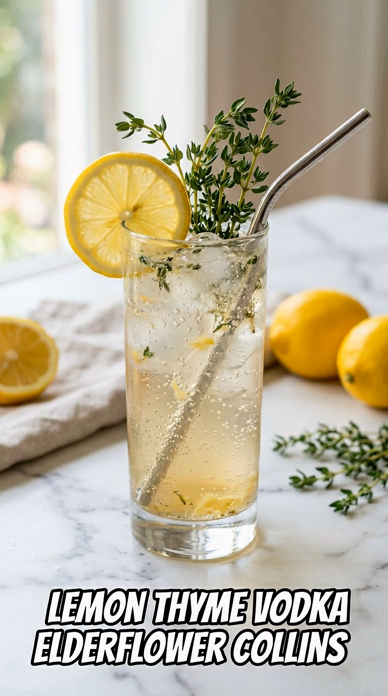 Lemon Thyme Vodka Elderflower Collins
