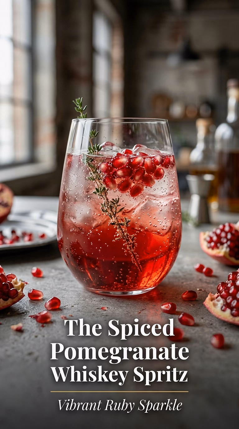 The Spiced Pomegranate Whiskey Spritz