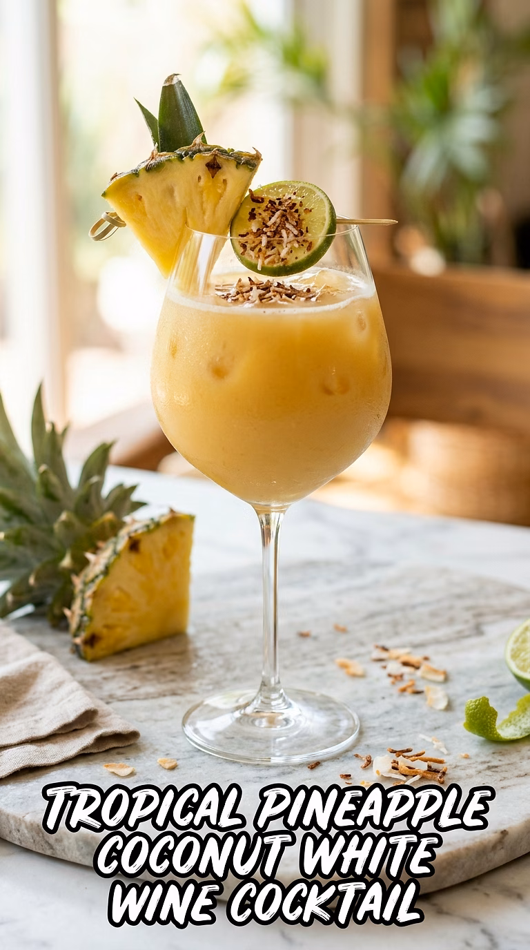 Tropical Pineapple Coconut White Wine Cocktail