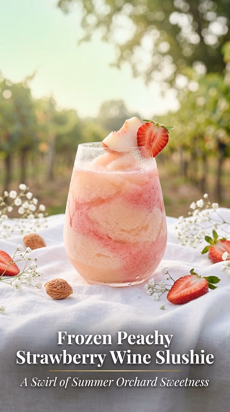 Frozen Peachy Strawberry Wine Slushie