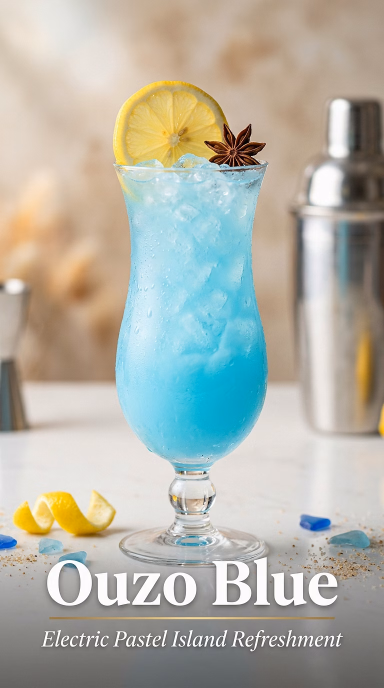 Ouzo Blue (Ouzo and Blue Curacao)