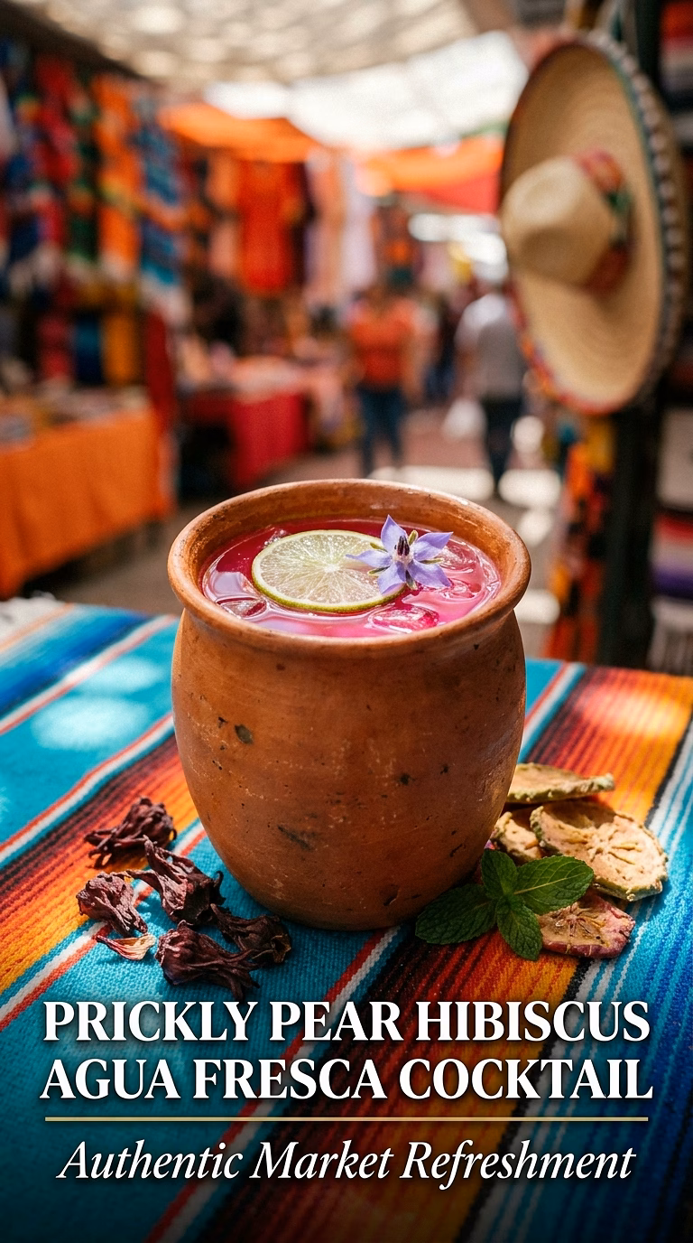 Prickly Pear Hibiscus Agua Fresca Cocktail