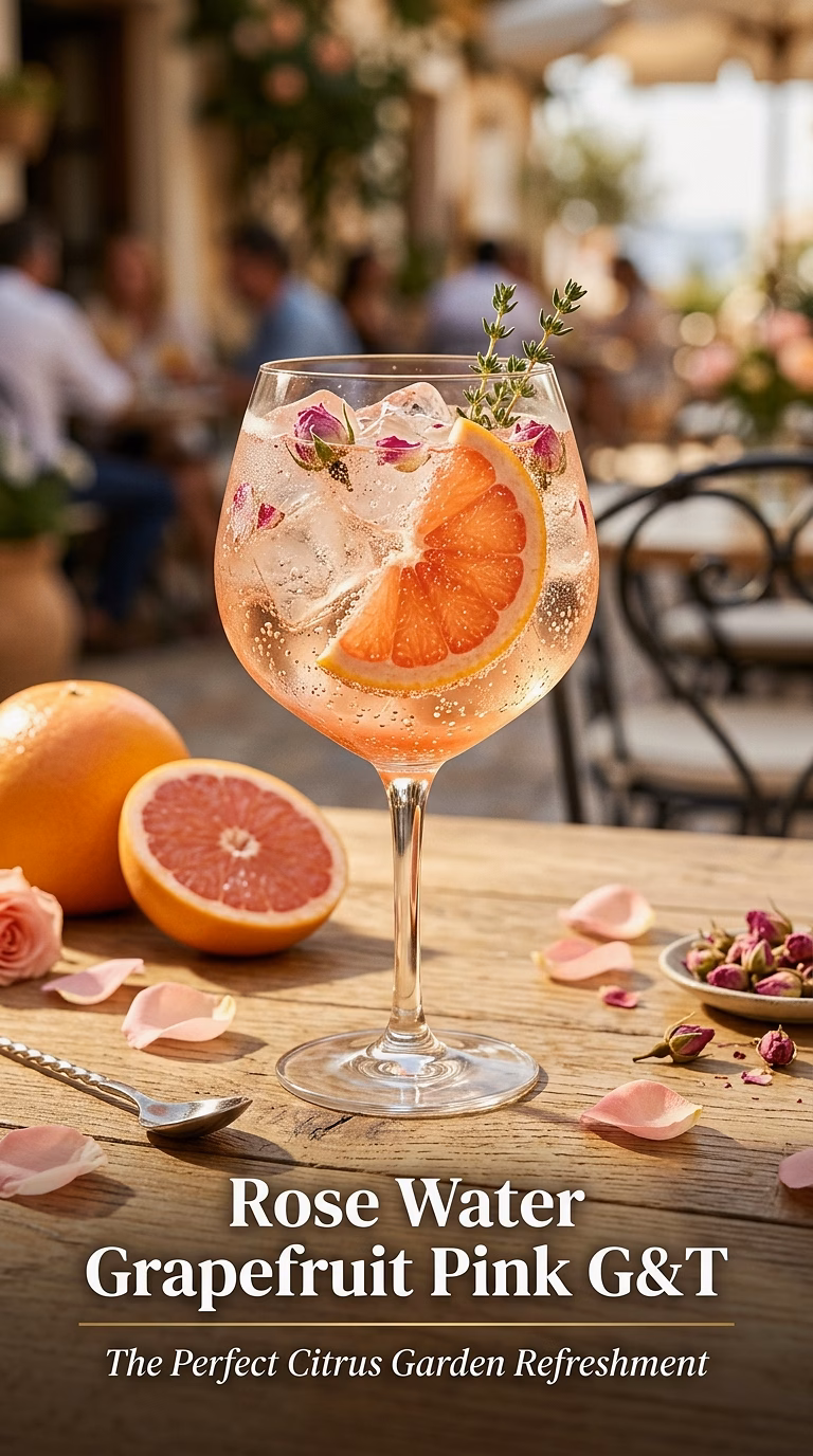 Rose Water Grapefruit Pink Gin and Tonic