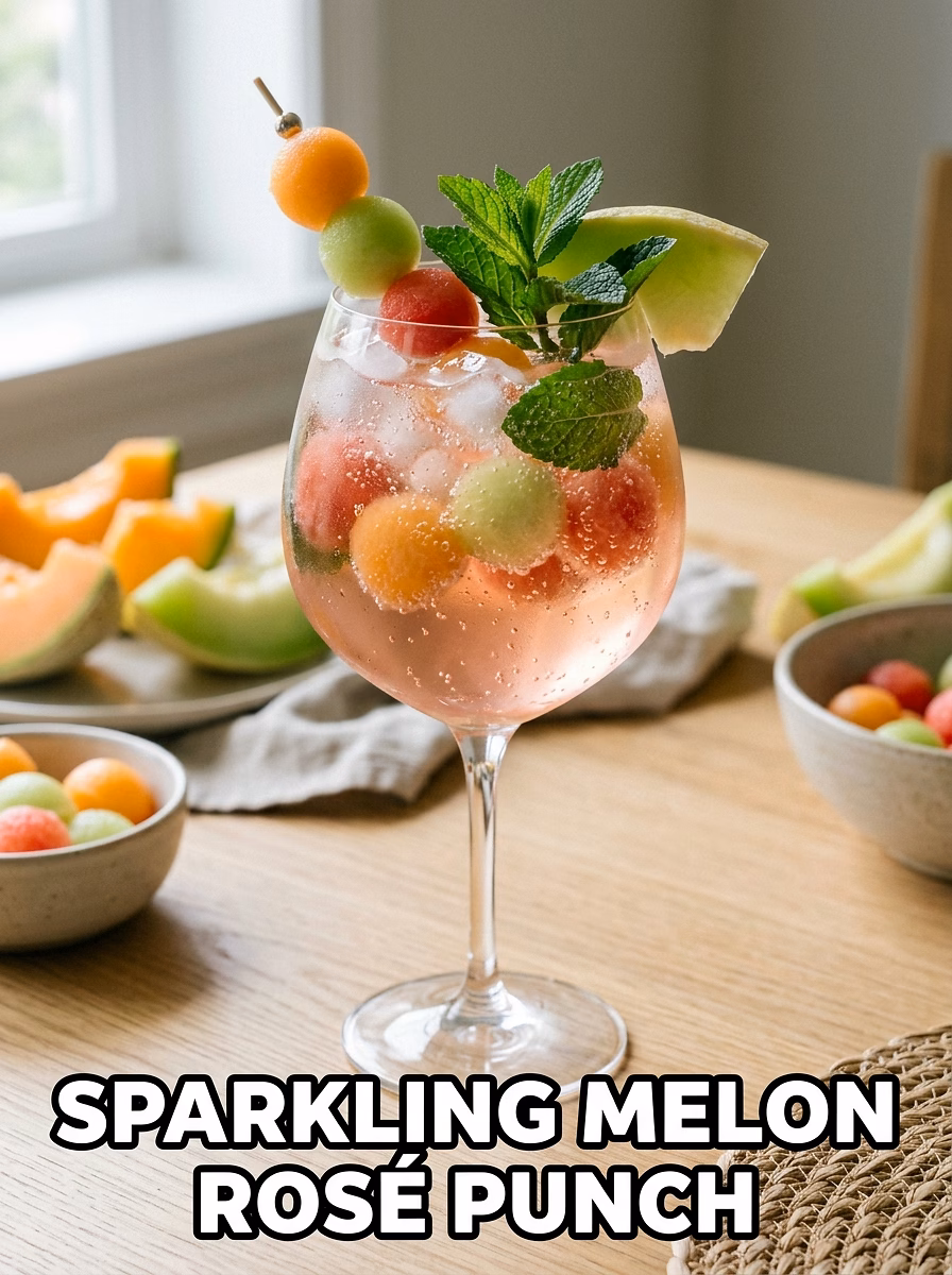 Sparkling Melon Rosé Punch (Non-Alcoholic Option)