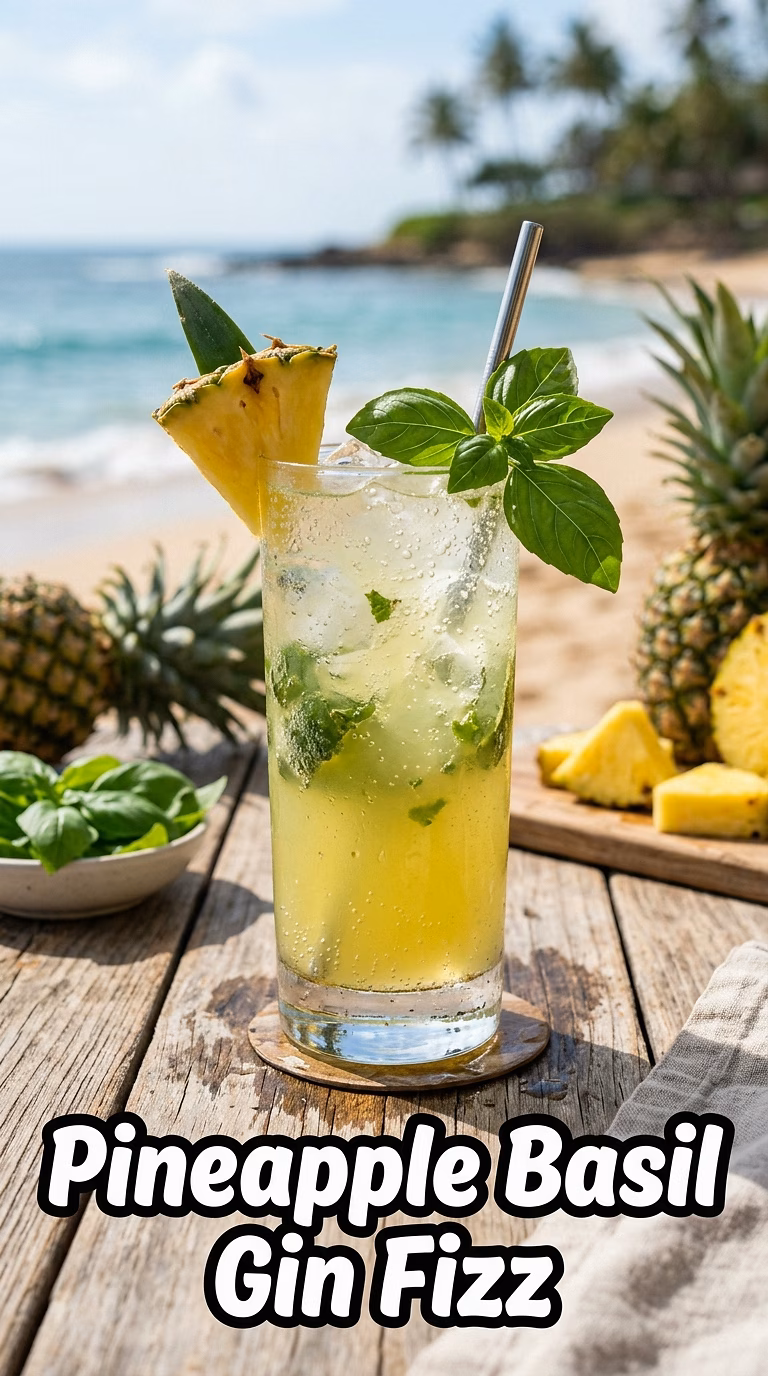 Pineapple Basil Gin Fizz