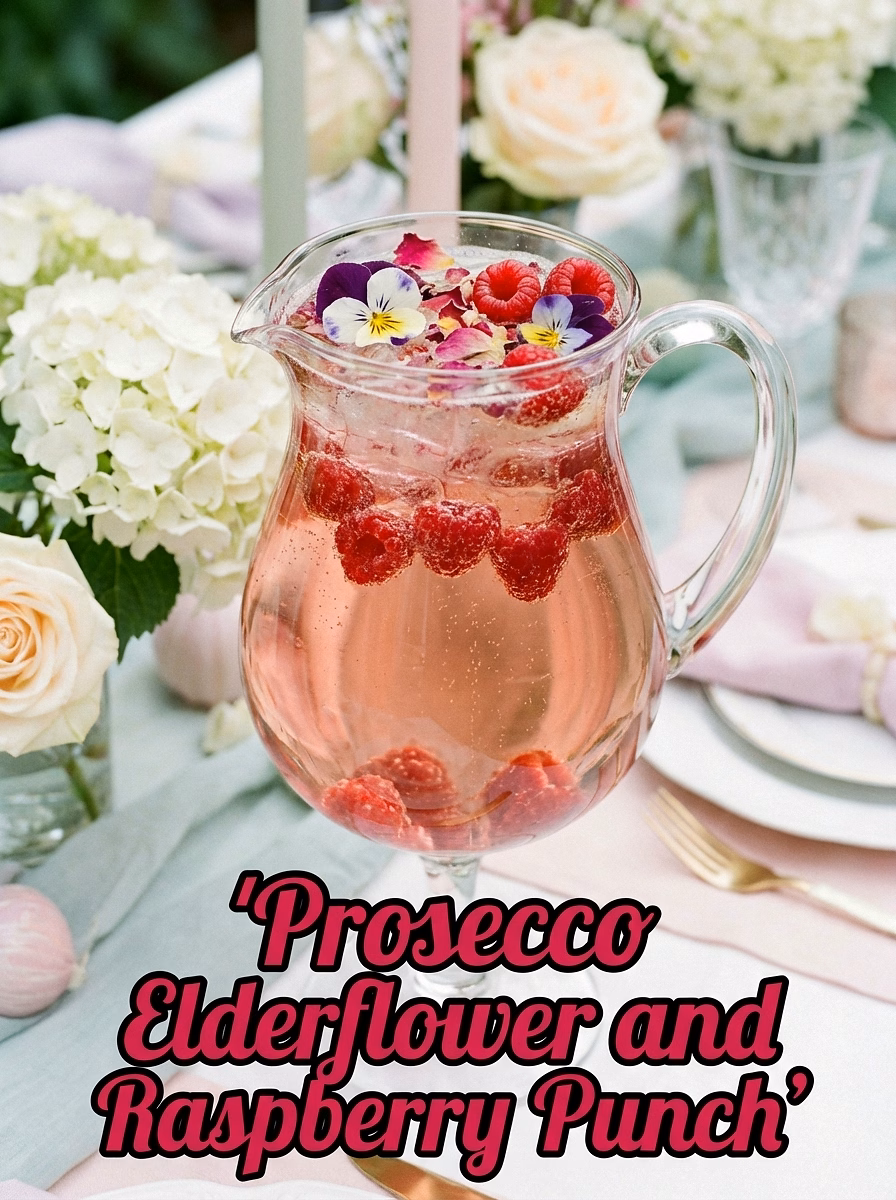Prosecco Elderflower and Raspberry Punch