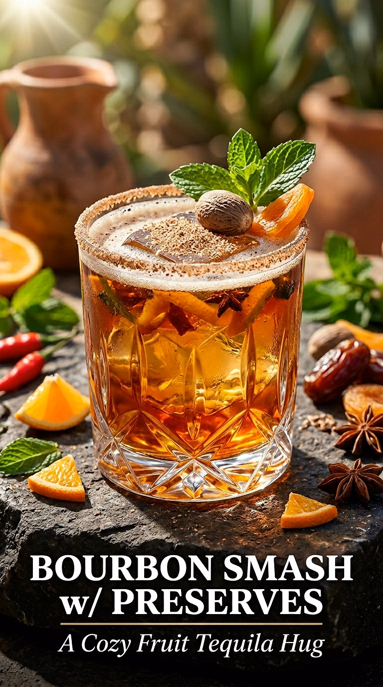 Bourbon Smash with Winter Fruit Preserves