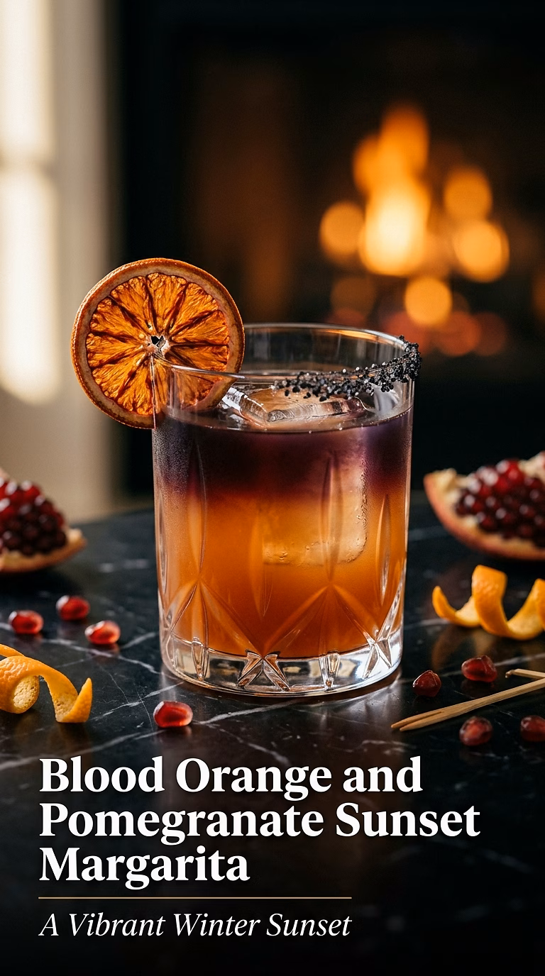 Blood Orange and Pomegranate Sunset Margarita