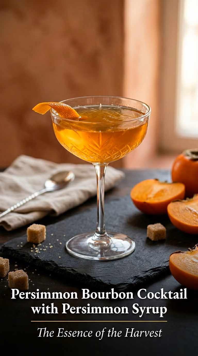 Persimmon Bourbon Cocktail with Persimmon Syrup