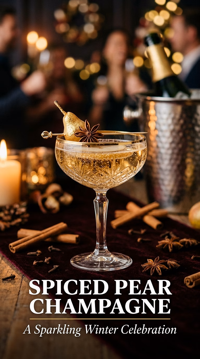 Sparkling Spiced Pear Champagne Cocktail