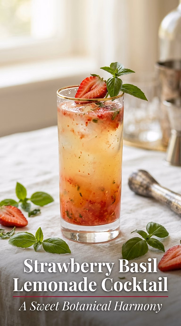 Strawberry Basil Lemonade Cocktail