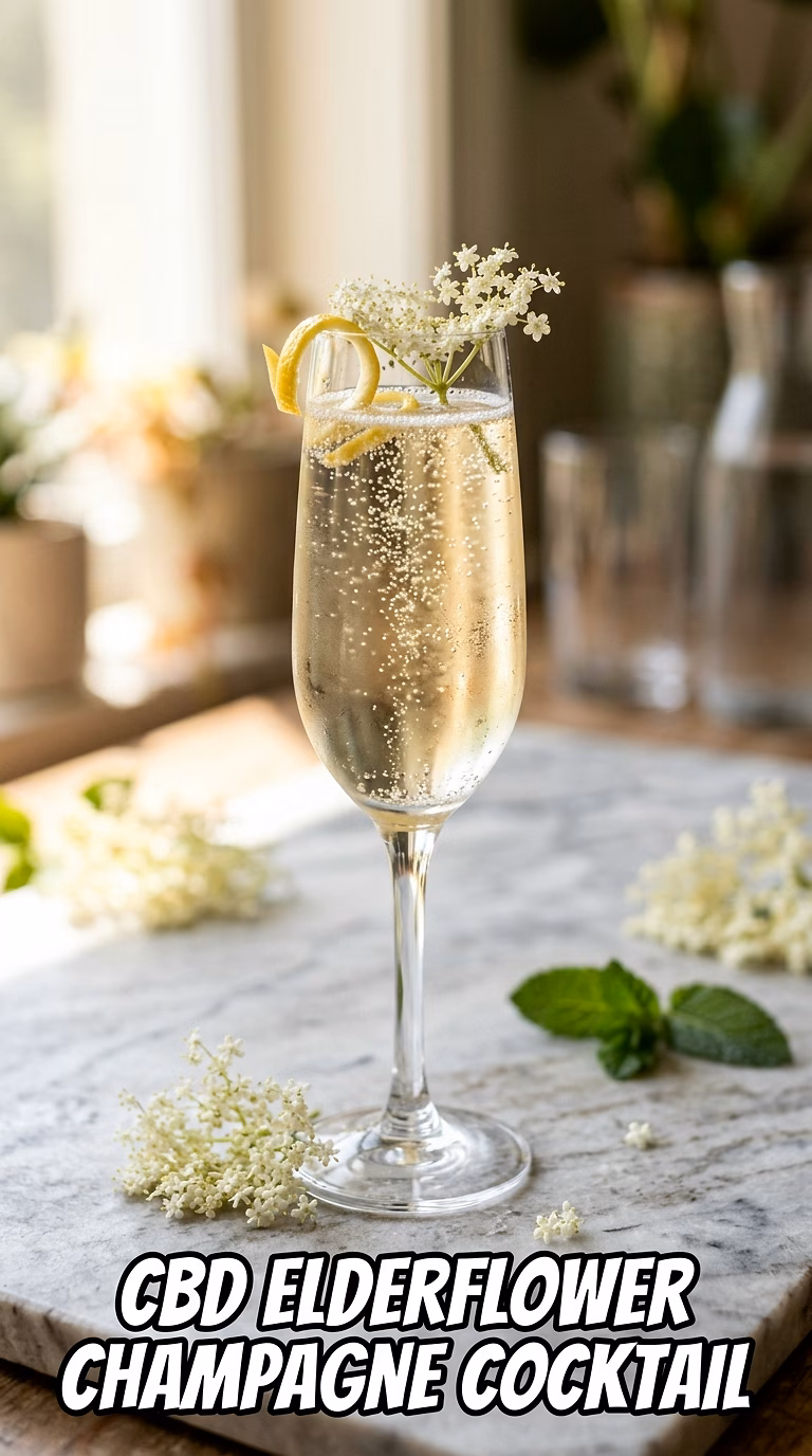 CBD Elderflower Champagne Cocktail