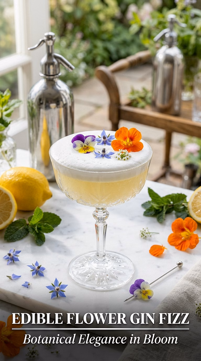 Edible Flower Gin Fizz