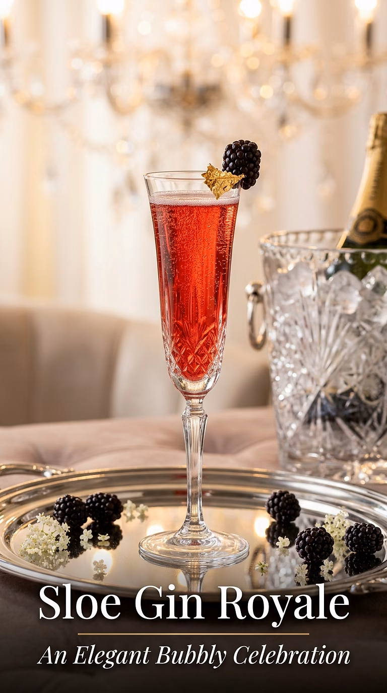 Sloe Gin and Champagne Royale
