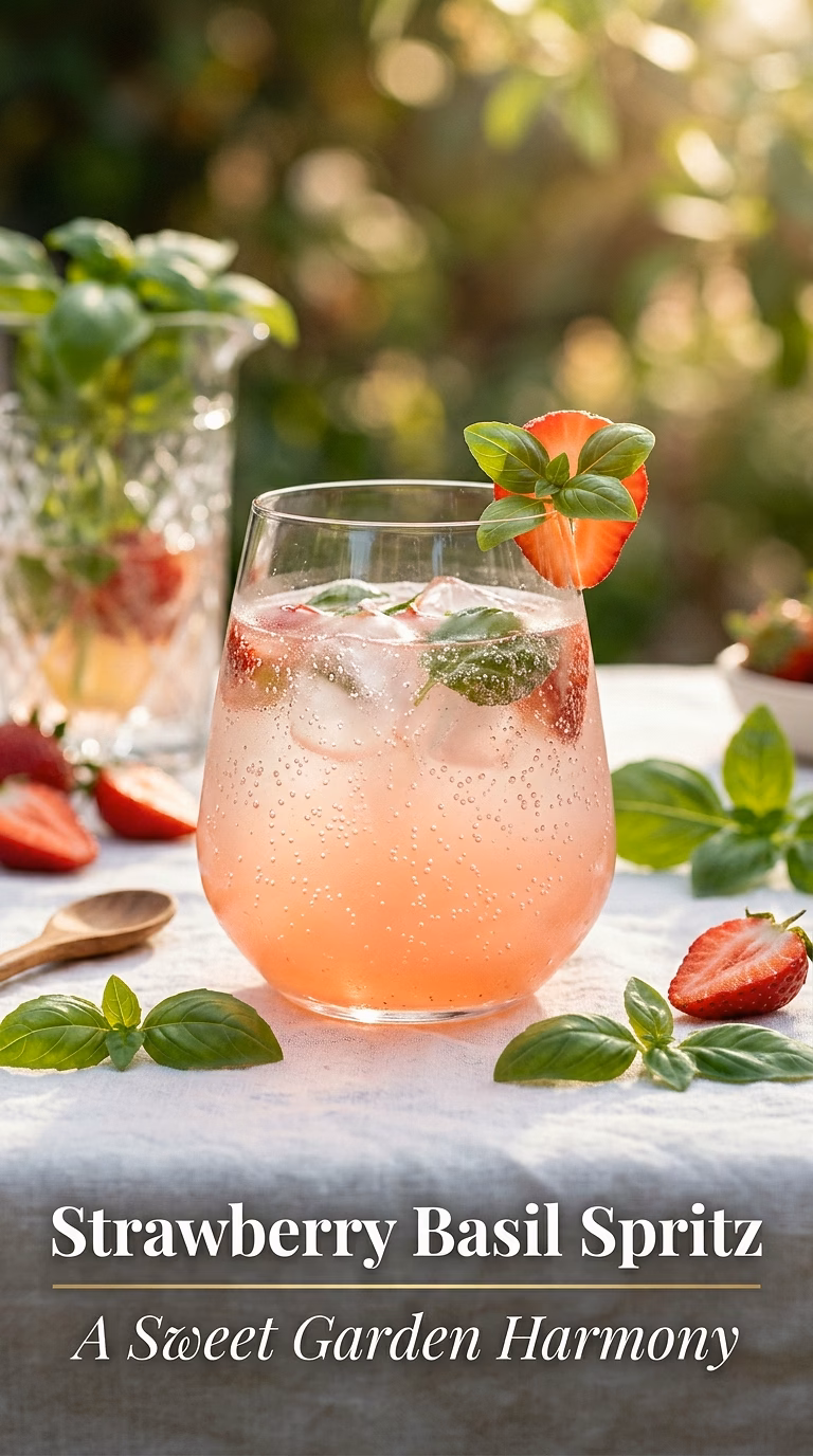 Strawberry Basil Lemonade Vodka Spritz