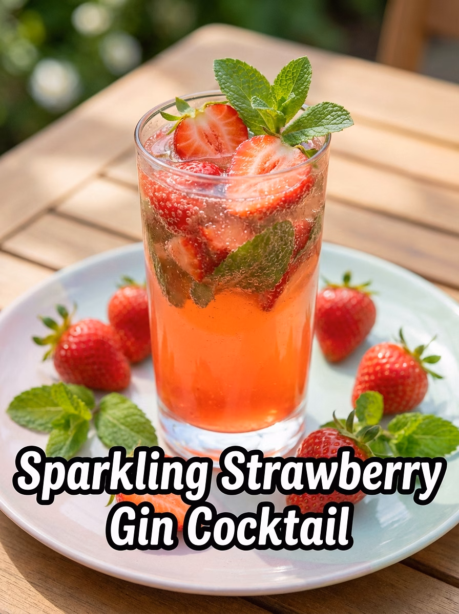 Sparkling Strawberry Gin Cocktail