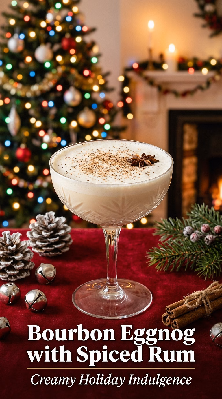 Bourbon Eggnog with Spiced Rum