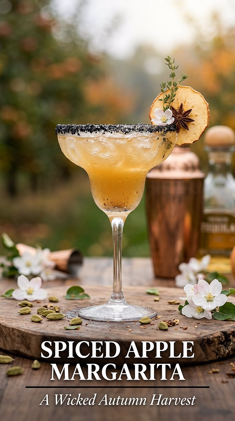 Spiced Apple Margarita with Black Sugar Rim