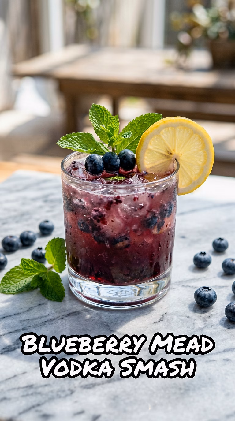 Blueberry Mead Vodka Smash