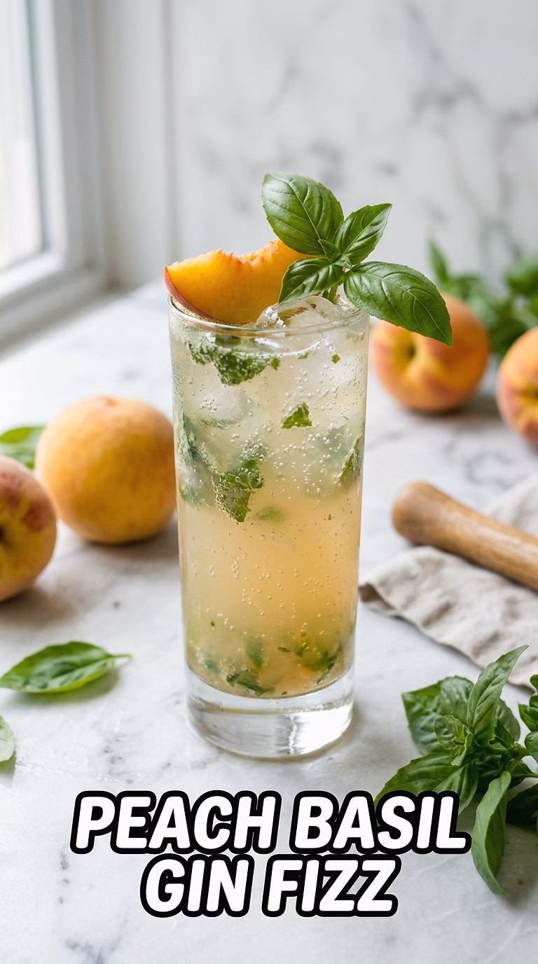 Peach Basil Gin Fizz