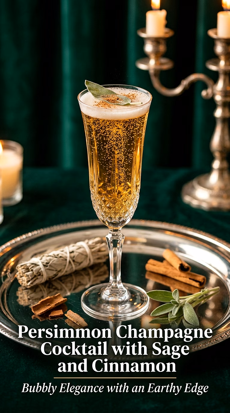 Persimmon Champagne Cocktail with Sage and Cinnamon