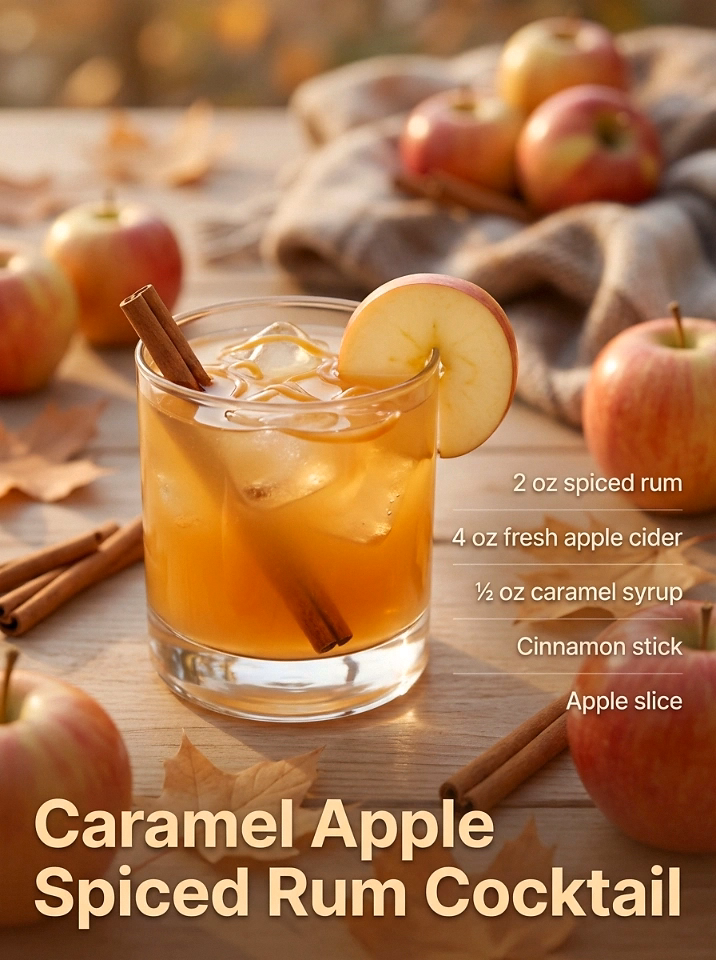 6. 🍎 Caramel Apple Spiced Rum Cocktail