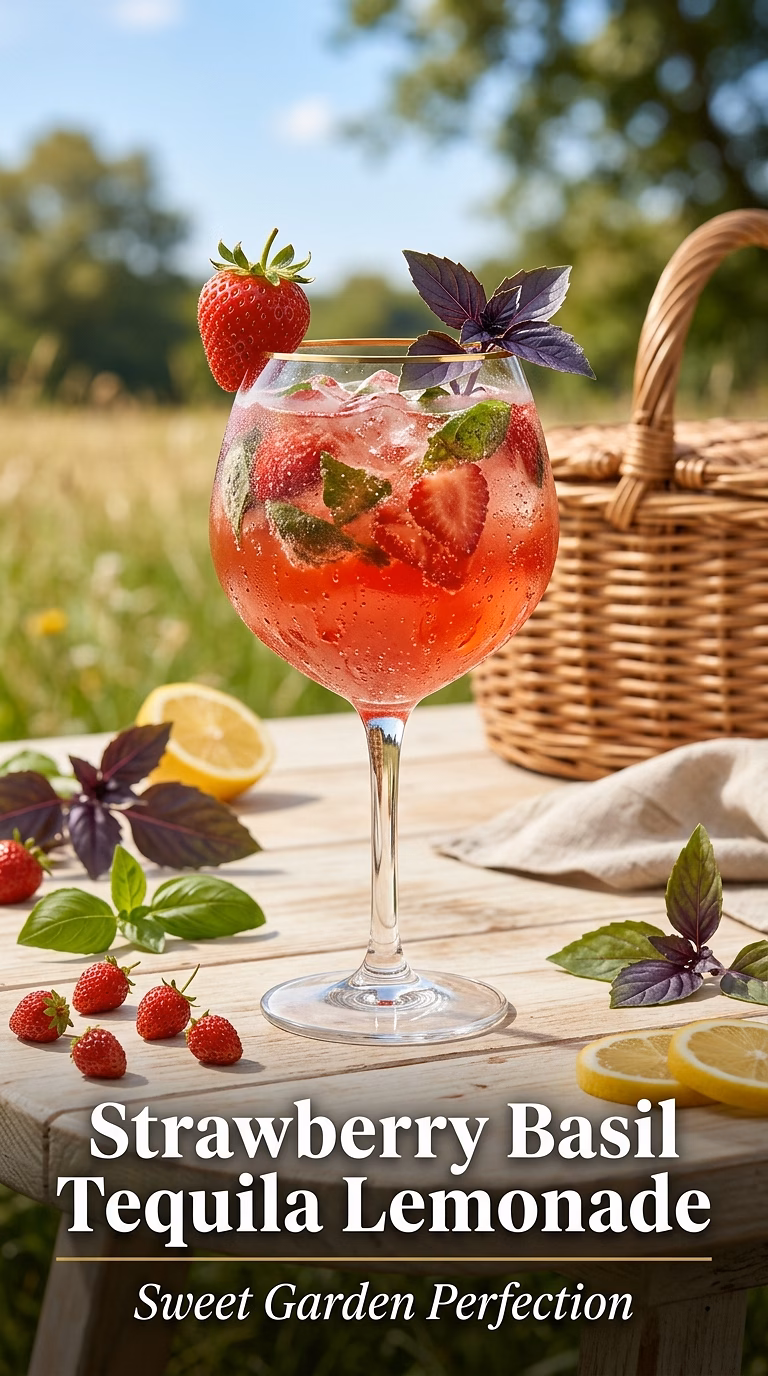 Strawberry Basil Tequila Lemonade