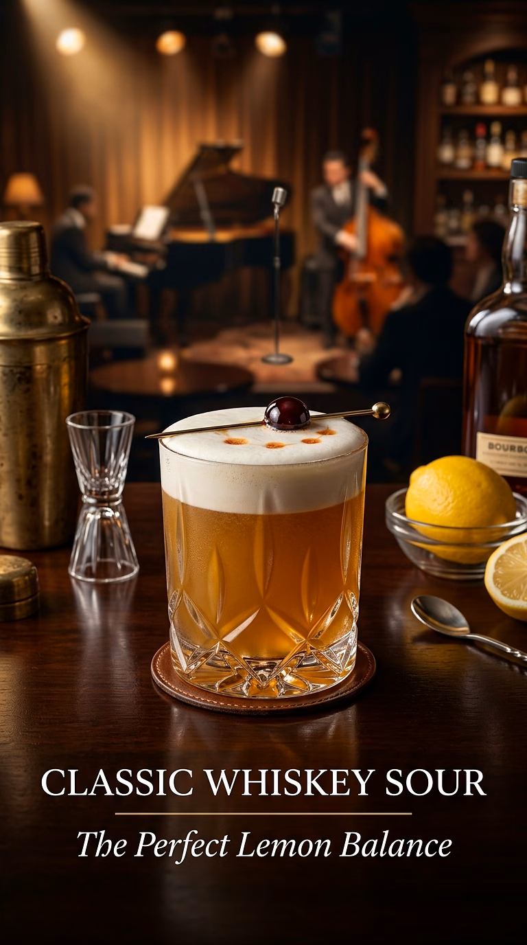Classic Whiskey Sour with Lemon