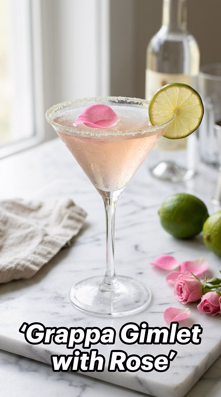 Grappa Gimlet with Rose