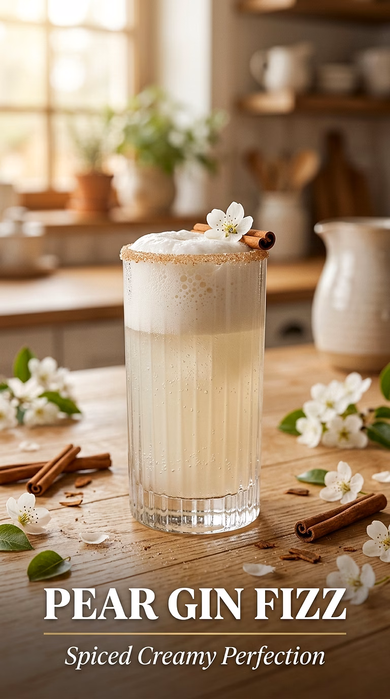 Pear Gin Fizz with Cinnamon Sugar Rim
