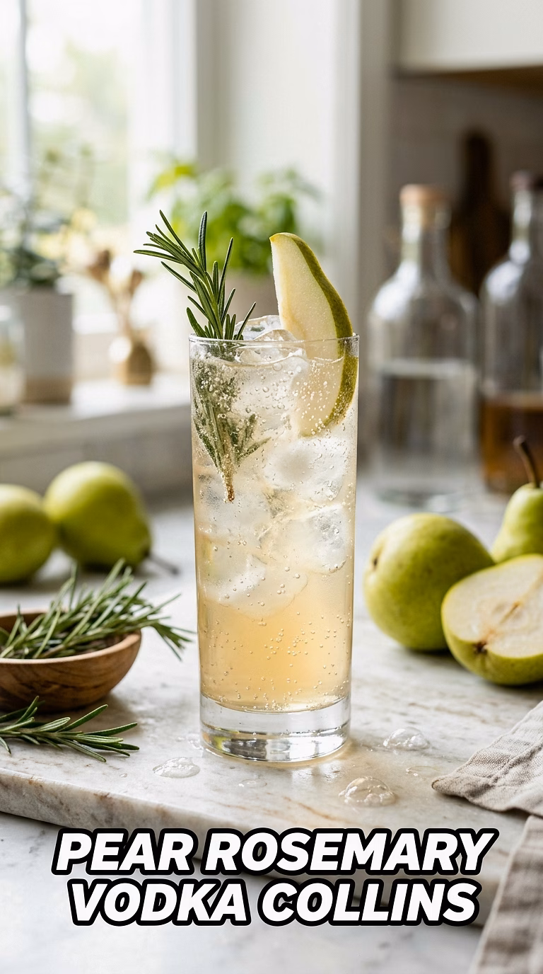 Pear Rosemary Vodka Collins
